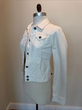 Y2K Lucky Brand Distressed White Women's Denim Jacket XS